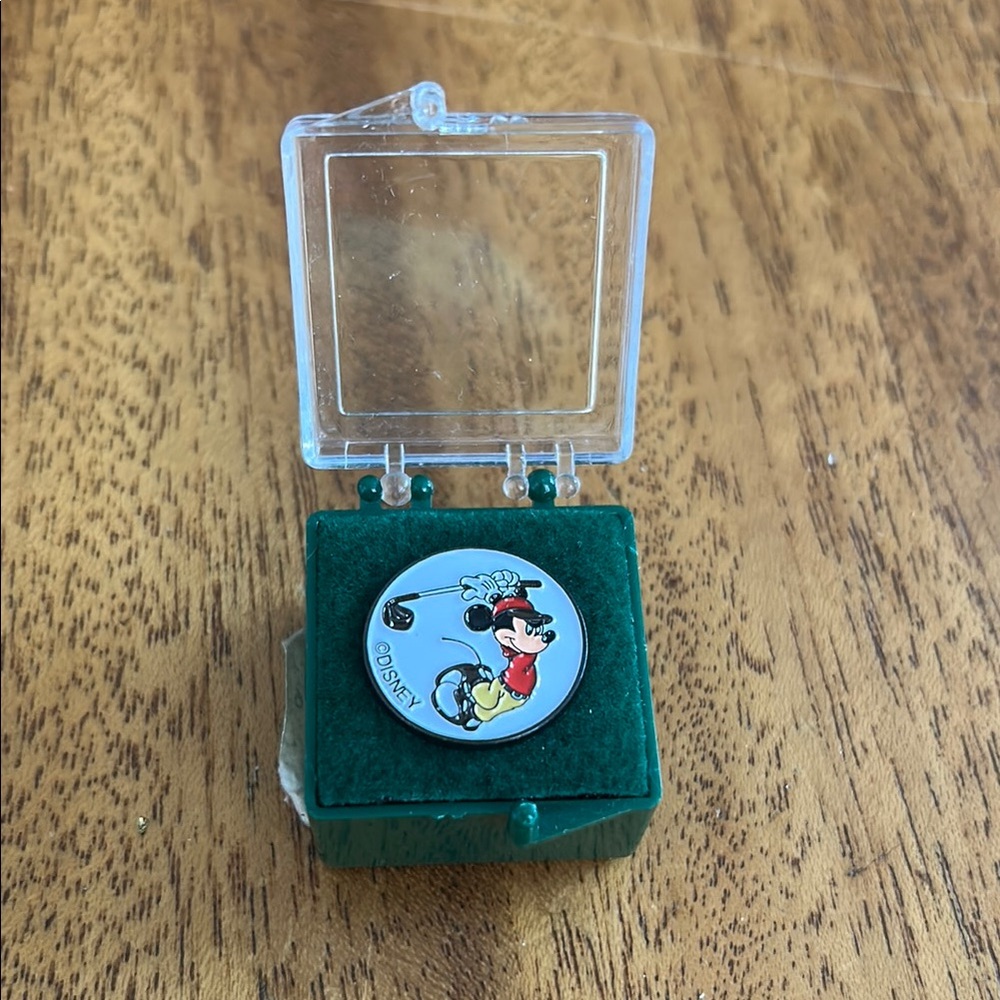 Vintage Rare Mickey Mouse Disney Brass Stem Golf Marker W/ Original Case